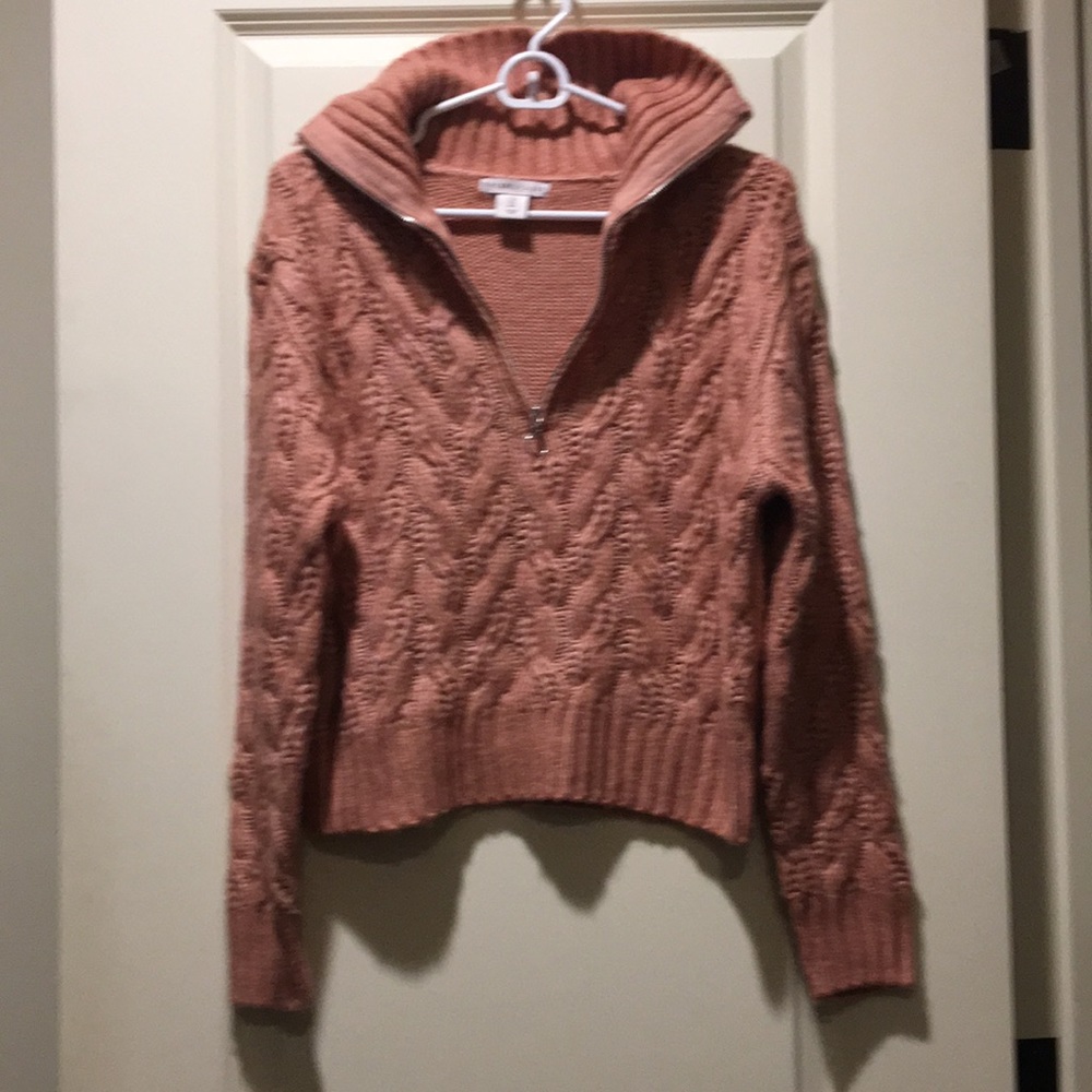 Like New!Sincerely Jules womens 1/4 ZipUp chunky herringbone knit sweater size S